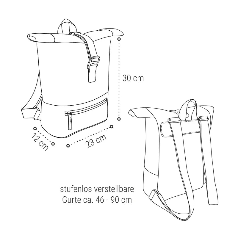 Rucksack Mini Sperling Rolltop Tiny *Schwarz/Kork Hellbraun*