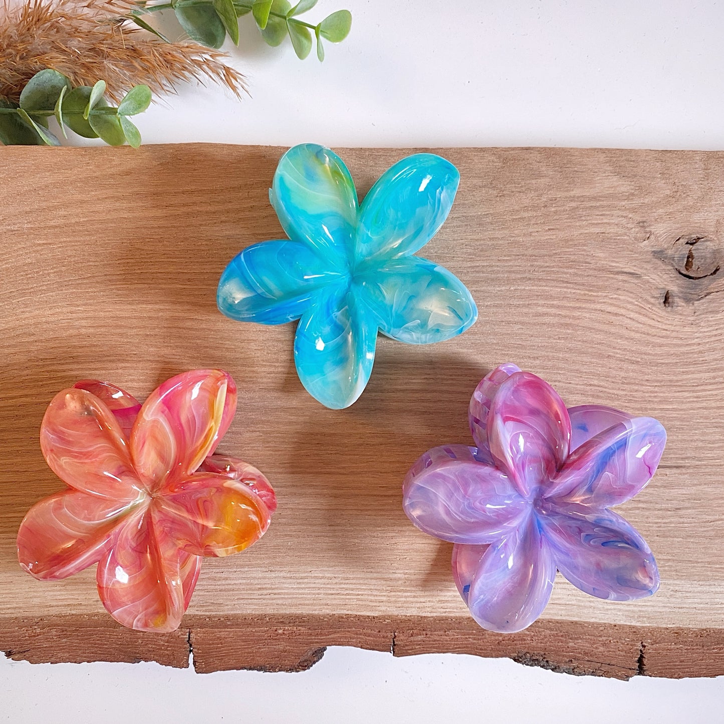 Haarklammer Flower -Marble-