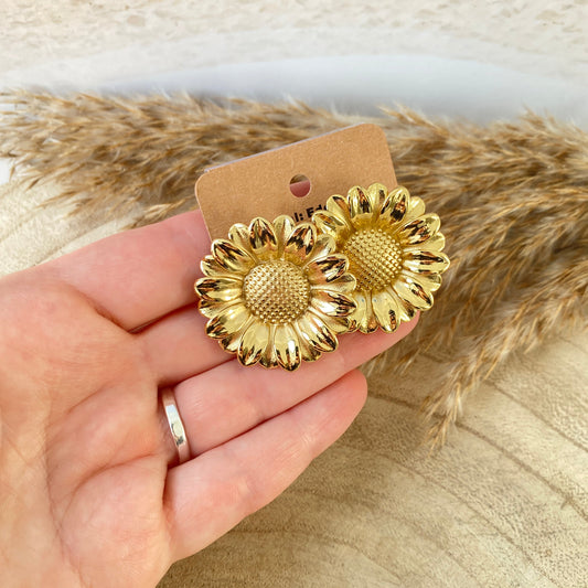 Ohrhänger Edelstahl -Sonnenblume Gold-