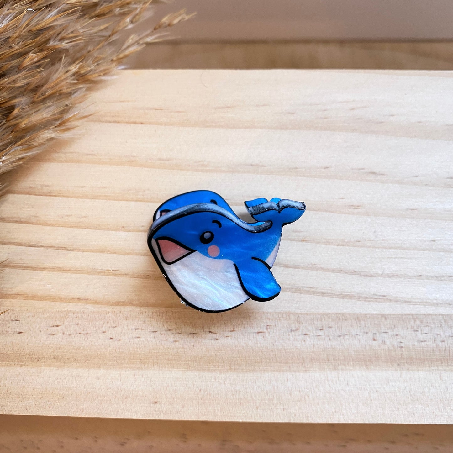 Haarklammer klein -Wal Blau/Weiß-