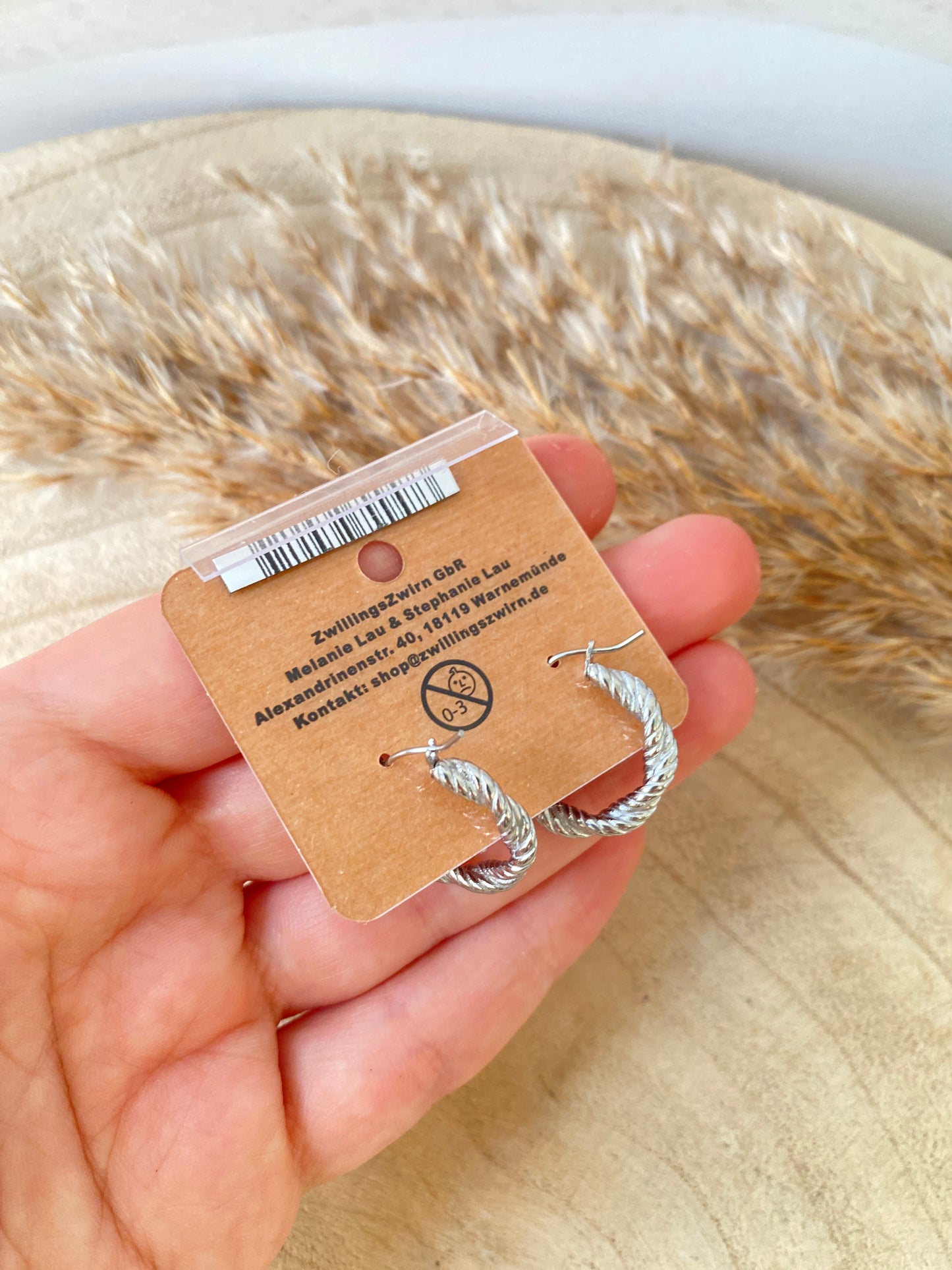 Ohrhänger Edelstahl -Silber Twist Creolen-