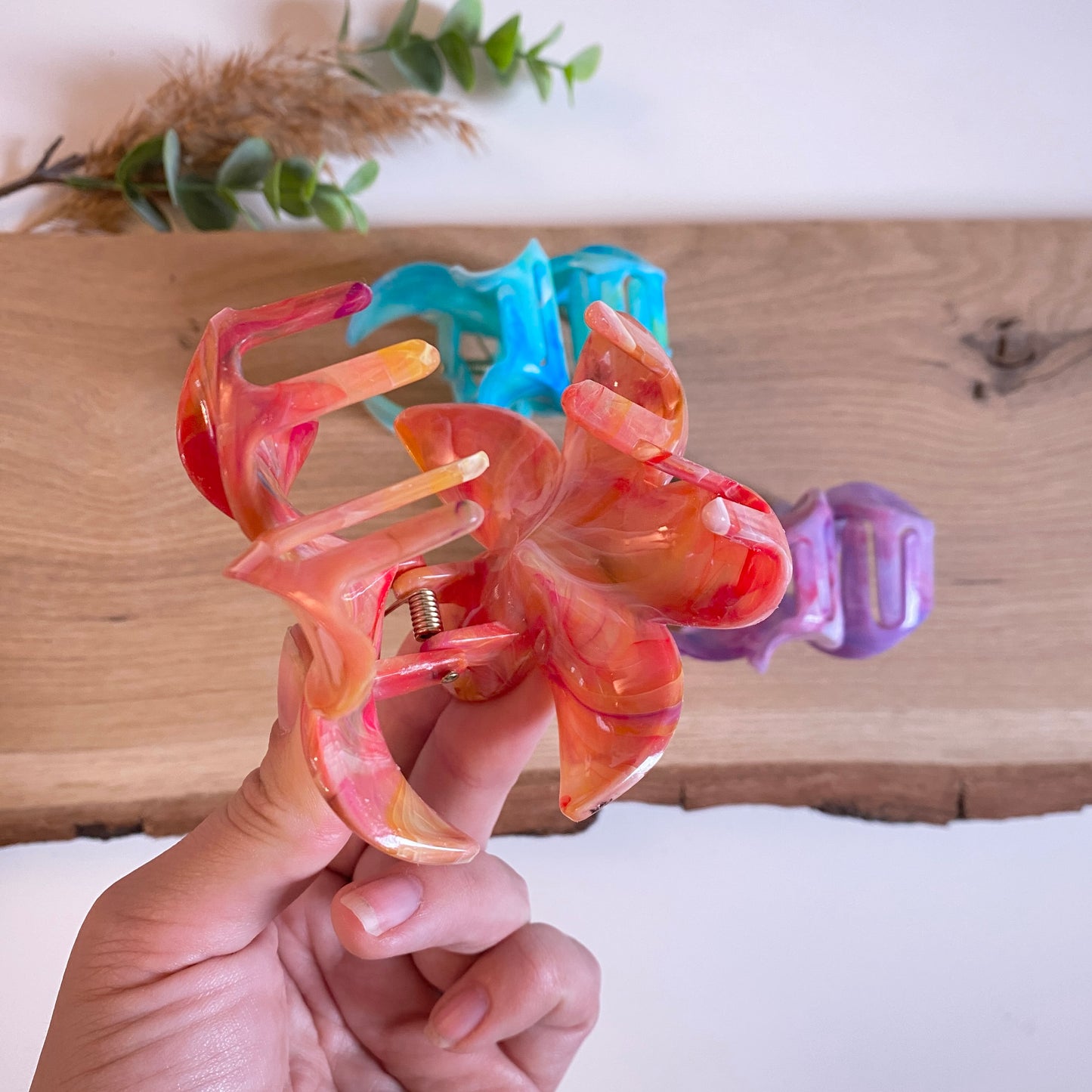 Haarklammer Flower -Marble-