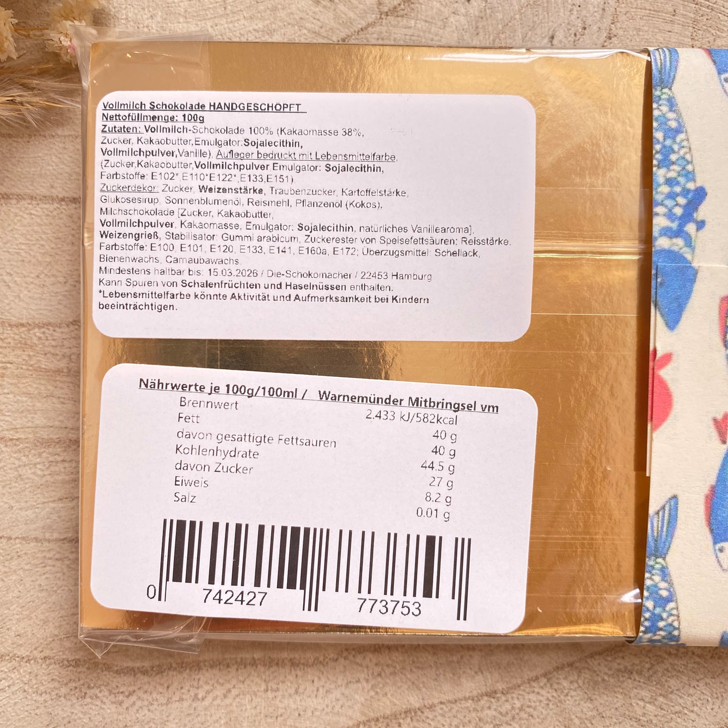 Schokolade Vollmilch -Warnemünder Mitbringsel-