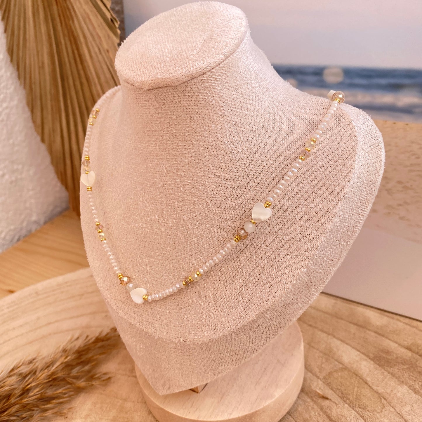 Herzen Sand/Weiß Gold