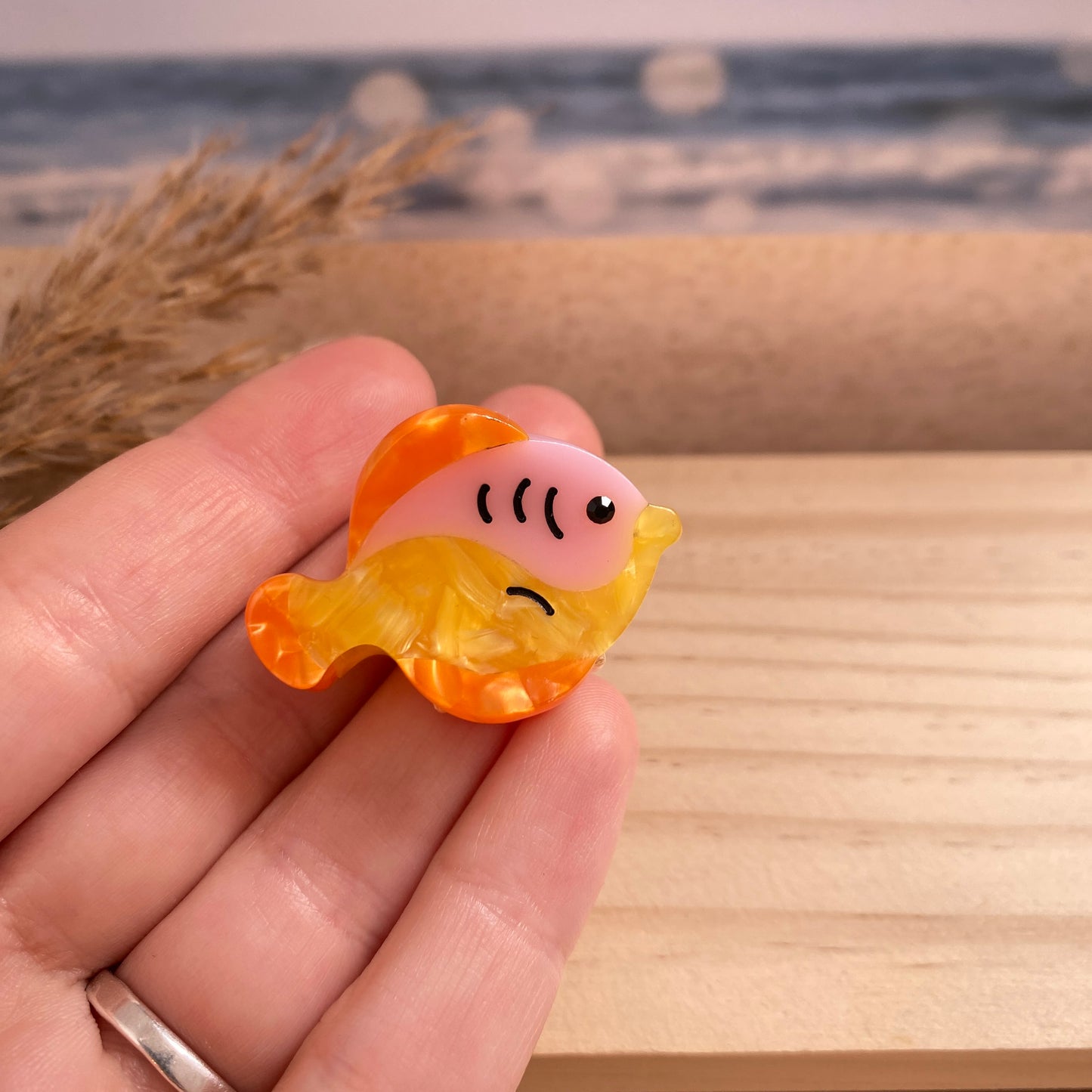 Haarklammer klein -Fisch Gelb/Orange-