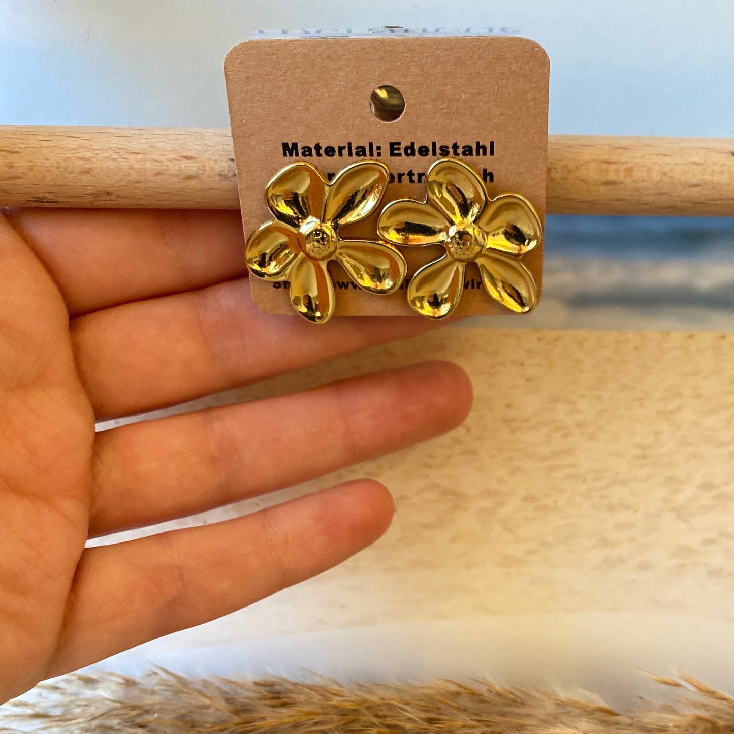 Ohrhänger Edelstahl -Golden Blüten-