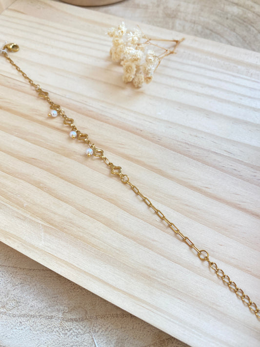 Clover mit Perlen Gold