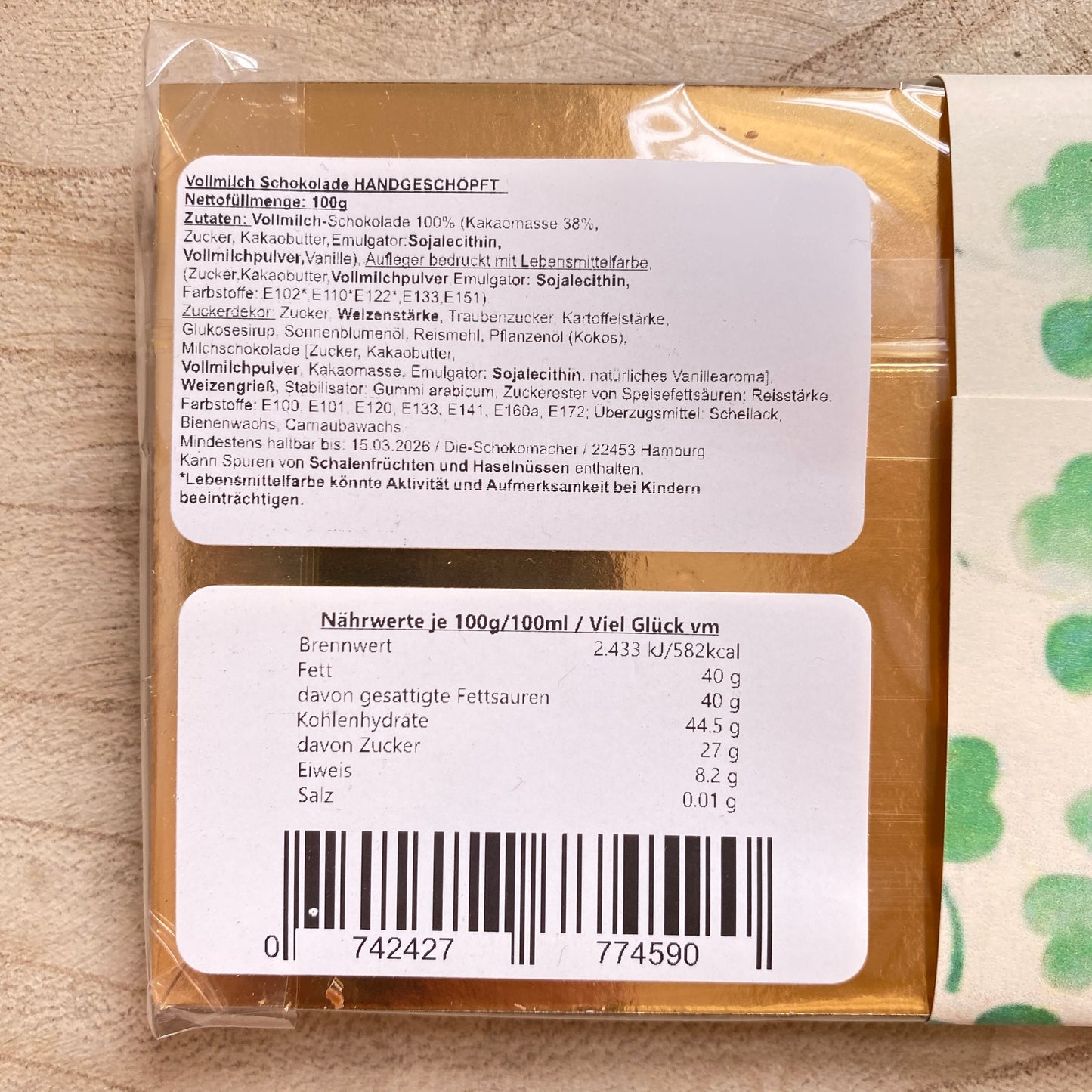 Schokolade Vollmilch -Viel Glück-