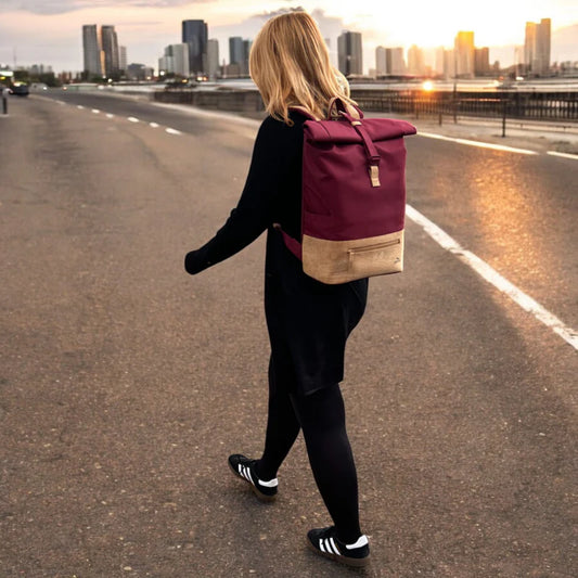 Rucksack Sperling Rolltop Daily *Bordeaux/Kork Hellbraun*