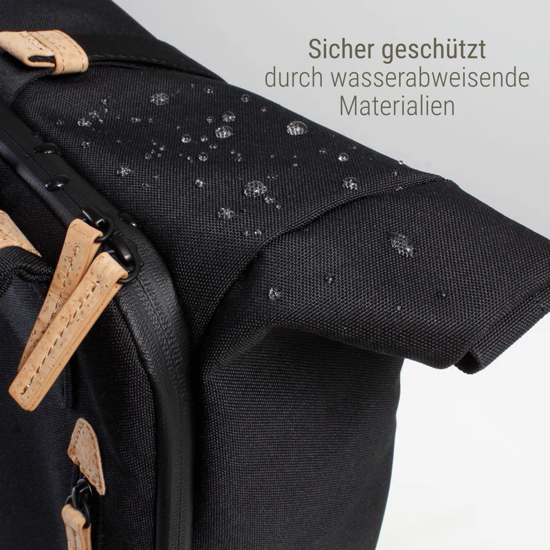 Rucksack Sperling Rolltop Daily *Schwarz/Kork Hellbraun*