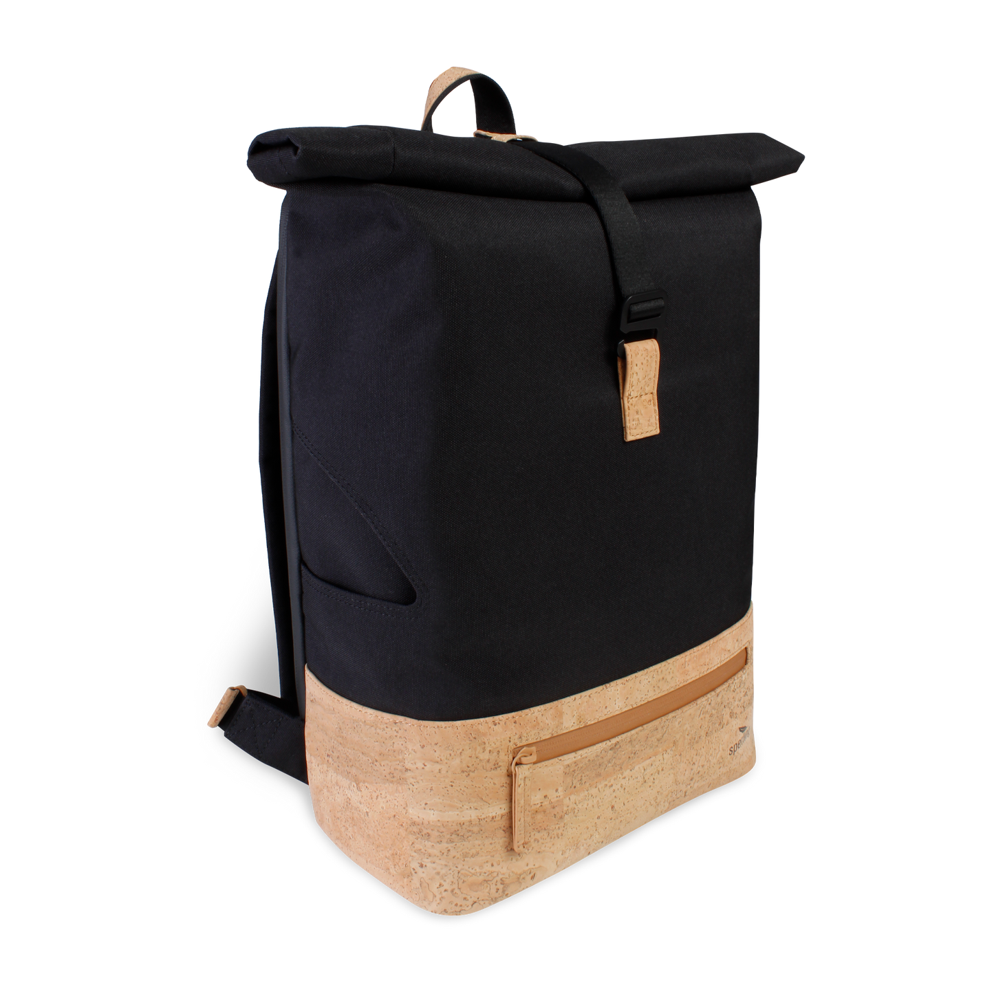 Rucksack Sperling Rolltop Daily *Schwarz/Kork Hellbraun*