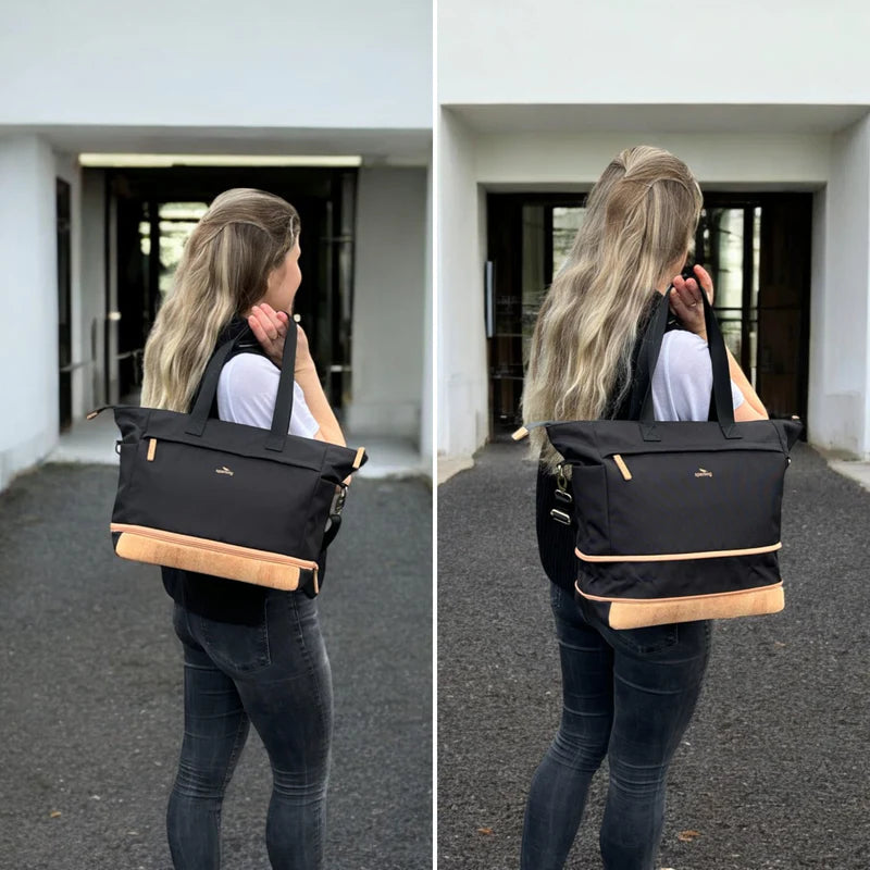 Shopper erweiterbar Sperling Divided *Schwarz/Kork Hellbraun*