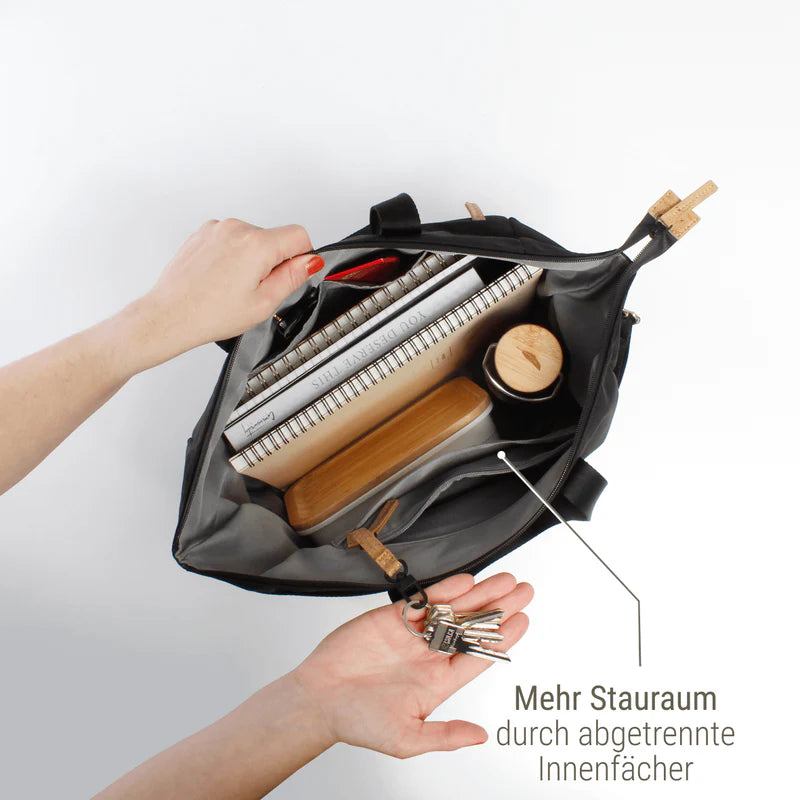 Shopper erweiterbar Sperling Divided *Schwarz/Kork Hellbraun*