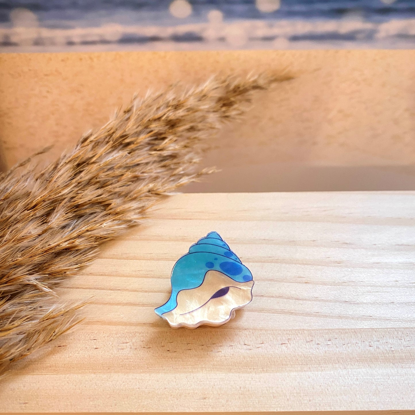 Haarklammer klein -Muschel Blau-