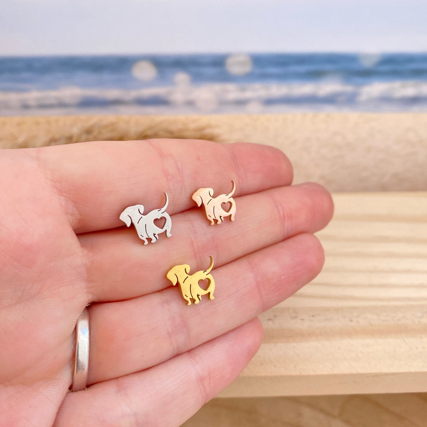 Ohrstecker Edelstahl -Hund/Herz-