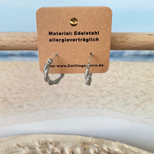 Ohrhänger Edelstahl -Silber Twist Creolen-