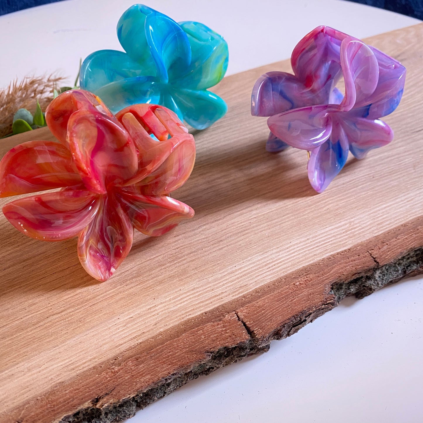 Haarklammer Flower -Marble-