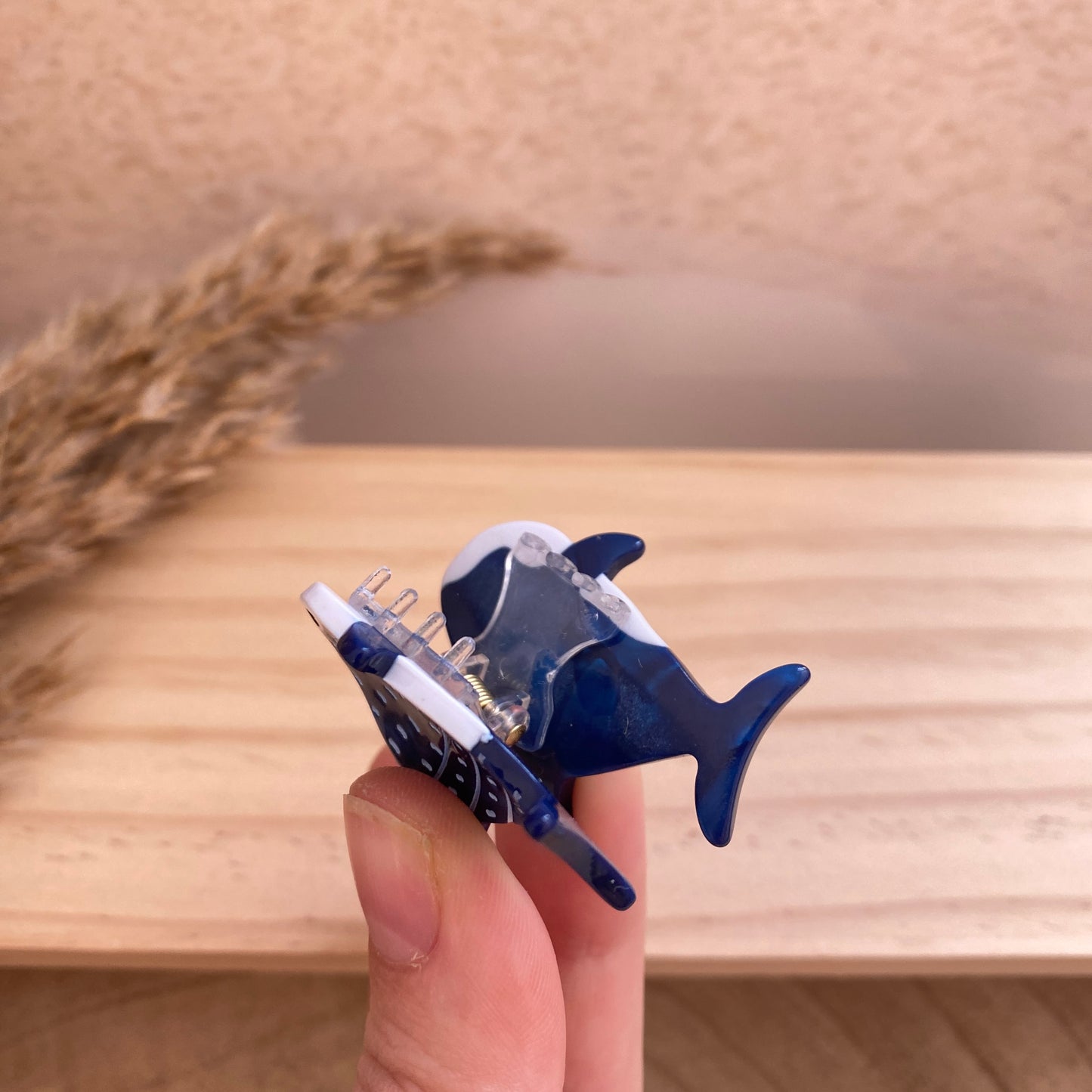 Haarklammer klein -Fisch Navyblau/Weiß-