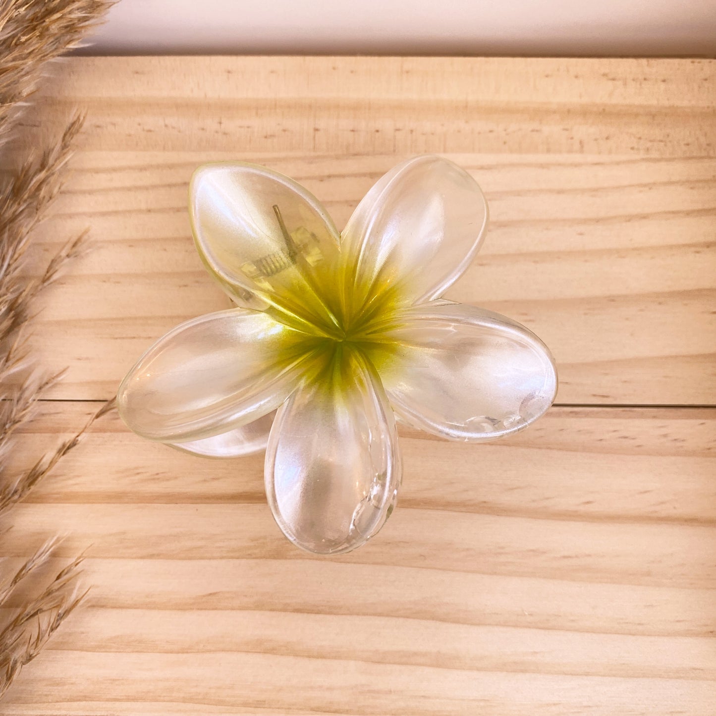 Haarklammer Flower -Grün Metallic-