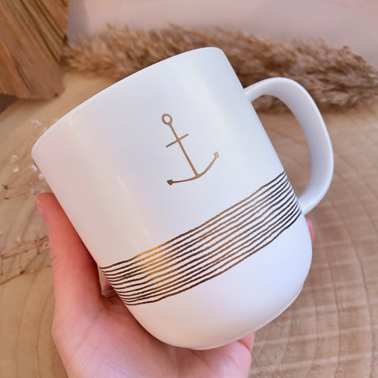 Tasse 0,4 l -Anker gold/weiß-