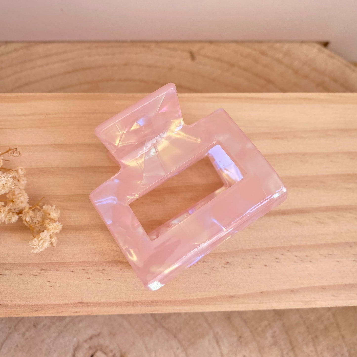 Haarklammer eckig mittel -Perlmutt Apricot-