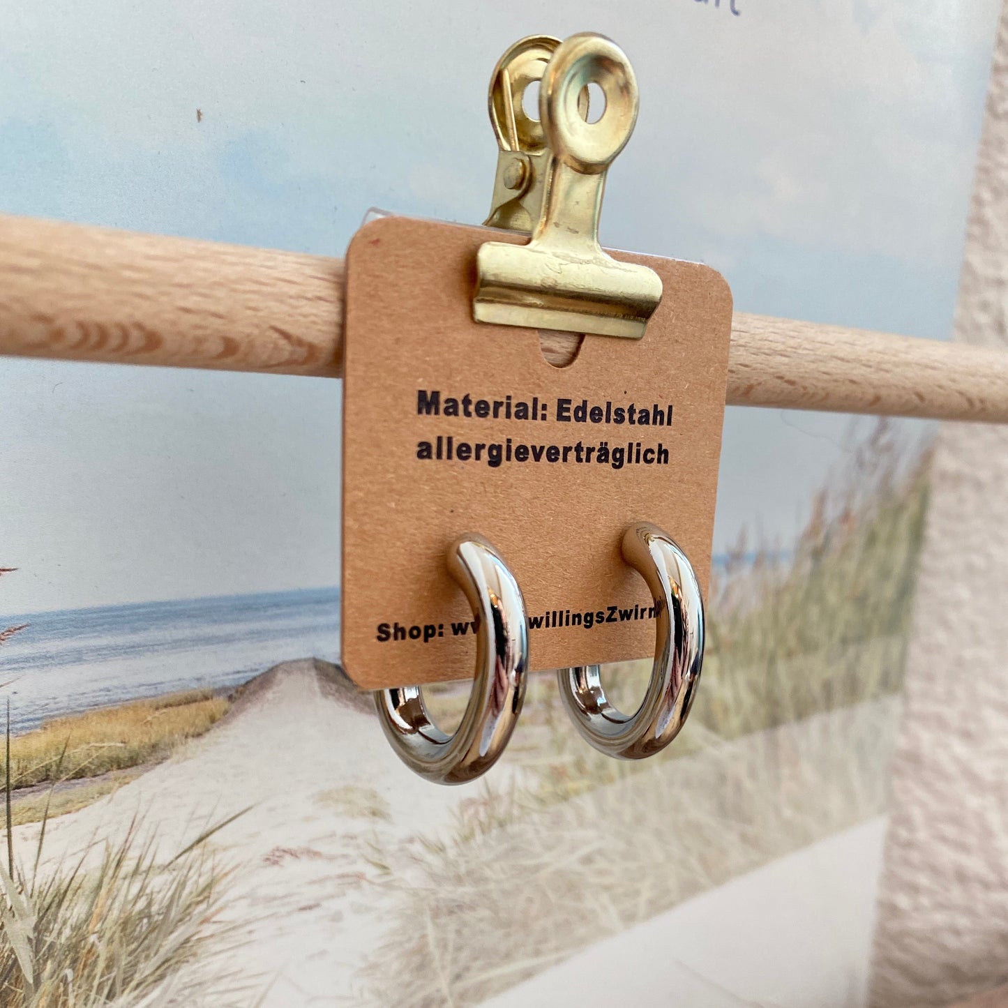 Ohrhänger Edelstahl -Oval Silber-