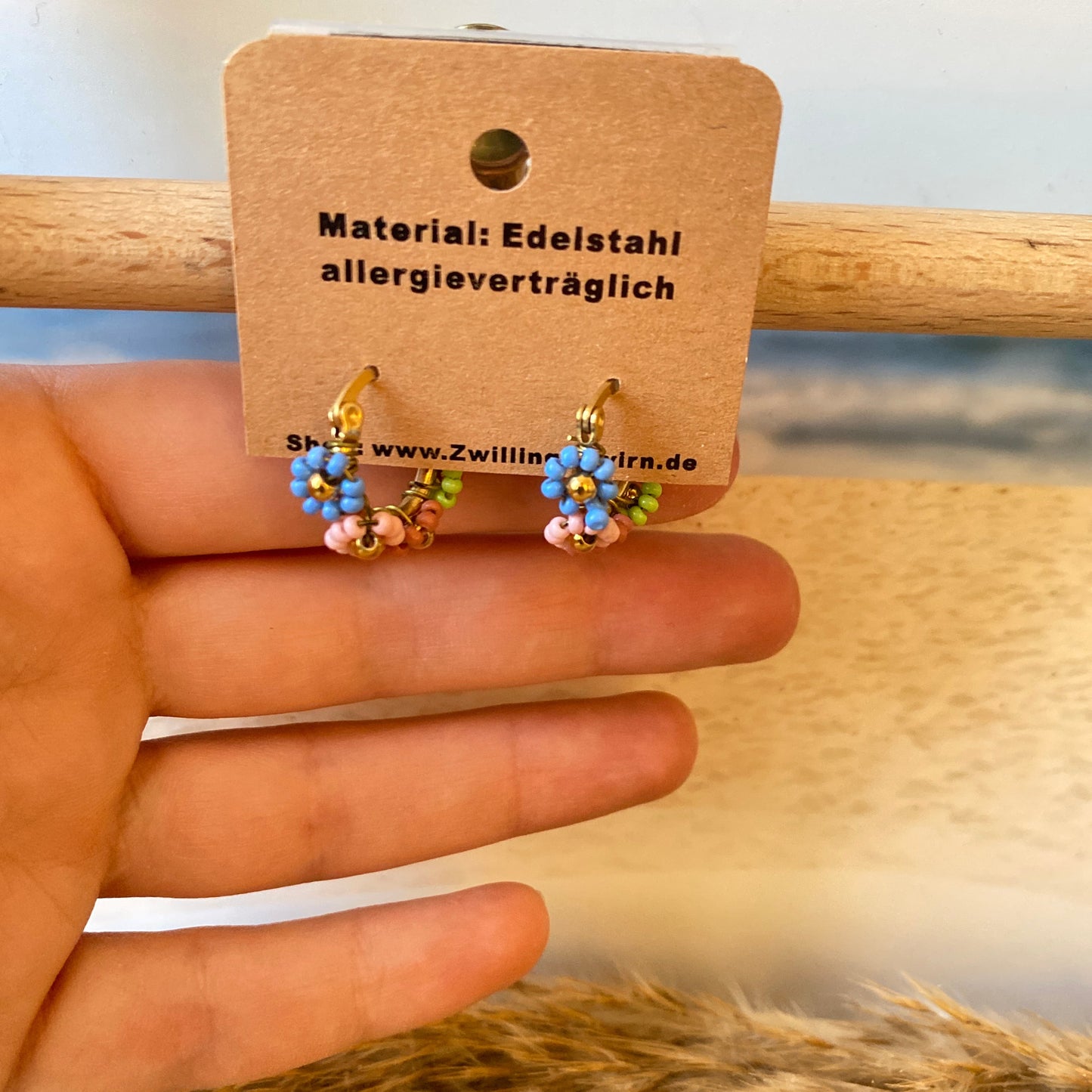 Ohrhänger Edelstahl -Bunt Flower Hoops-