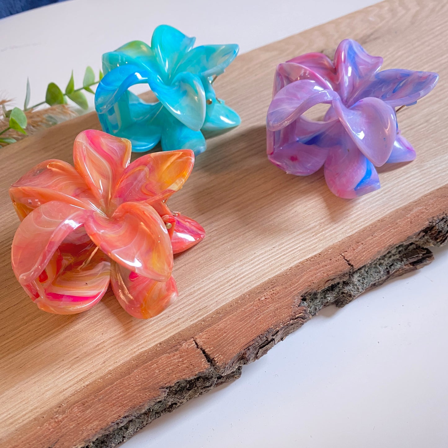 Haarklammer Flower -Marble-