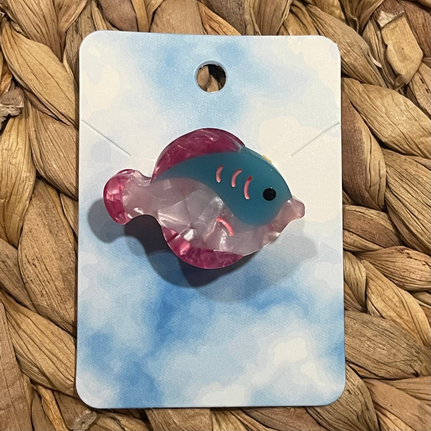 Haarklammer klein -Fisch Türkis/Pink-