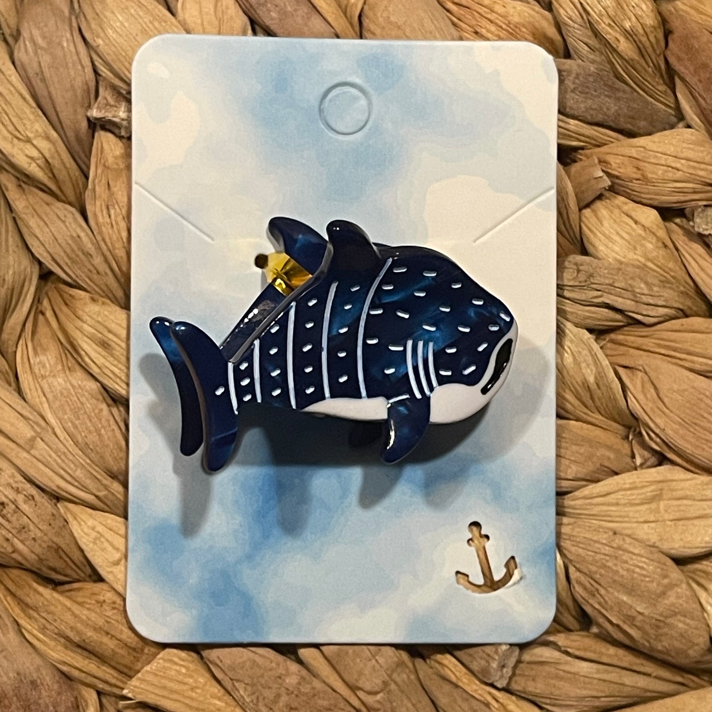 Haarklammer klein -Fisch Navyblau/Weiß-