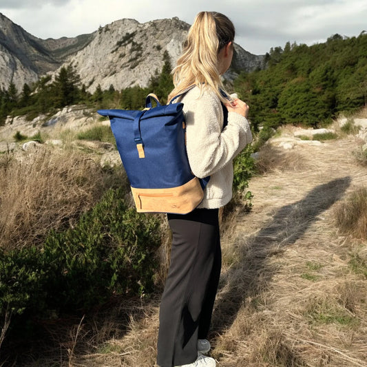 Rucksack Sperling Rolltop Daily *Blau/Kork Hellbraun*