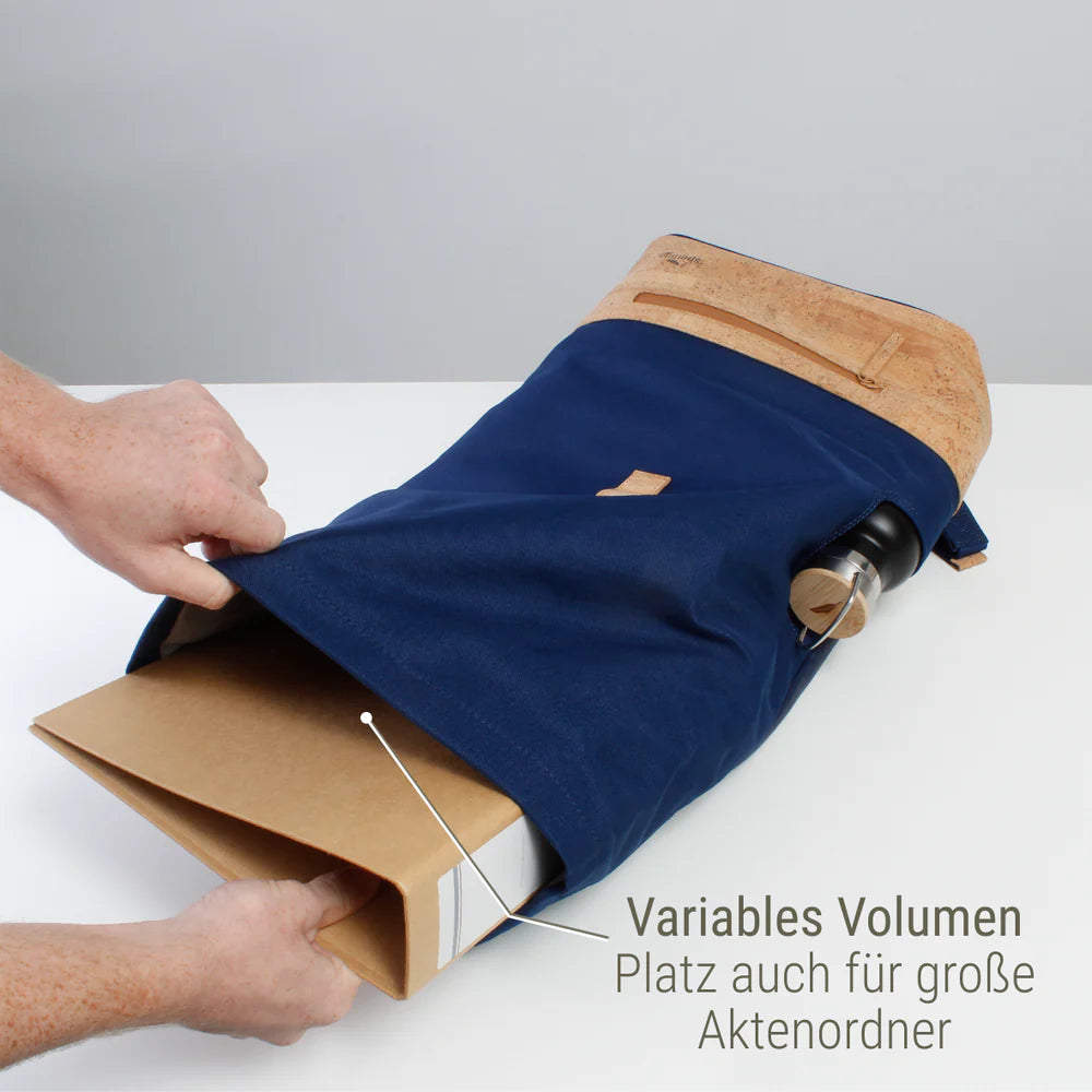 Rucksack Sperling Rolltop Daily *Blau/Kork Hellbraun*