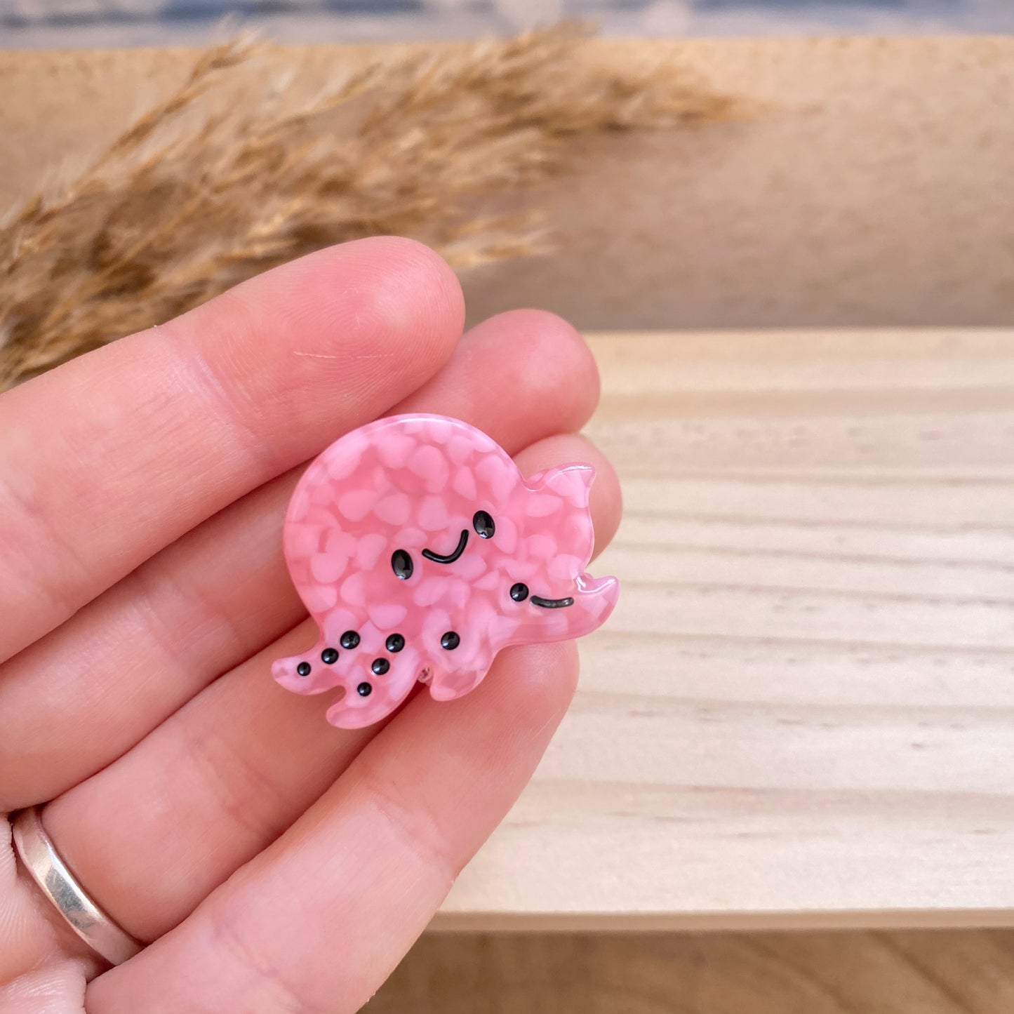 Haarklammer klein -Qualle Rosa-