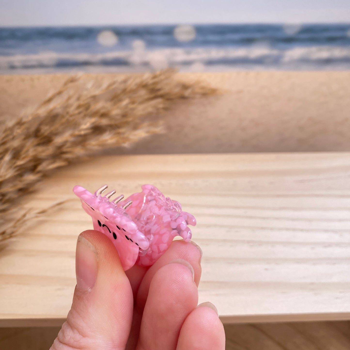 Haarklammer klein -Qualle Rosa-