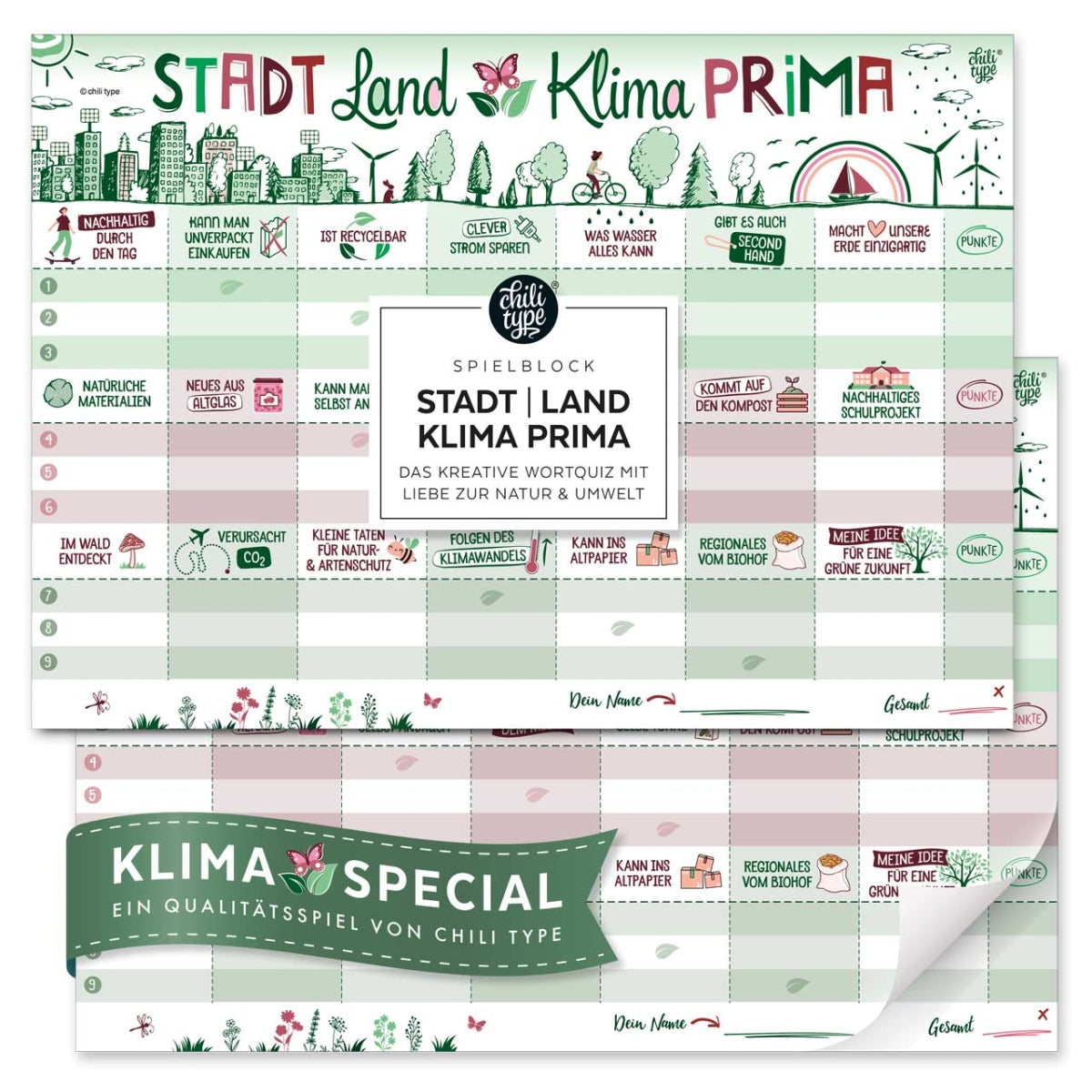 Spielblock A4 Stadt Land Klima Prima