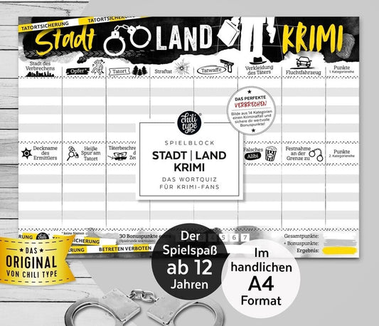 Spielblock A4 Stadt Land Krimi