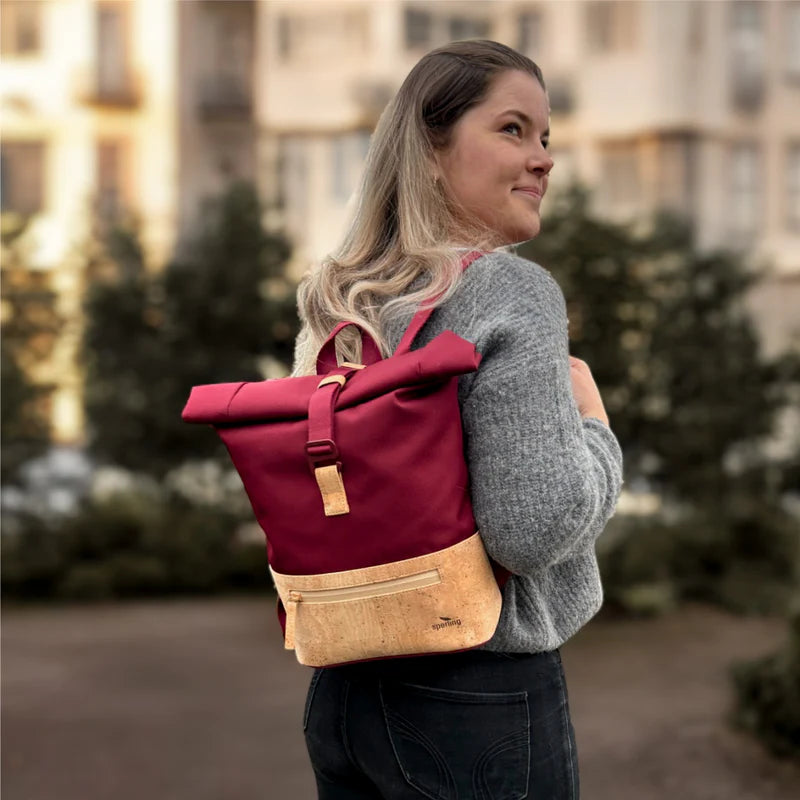 Rucksack Mini Sperling Rolltop Tiny *Bordeaux/Kork Hellbraun*