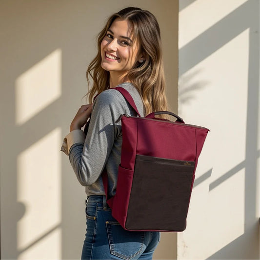 2 in 1 Rucksack/Tasche Sperling Triple *Bordeaux/Kork Braun*