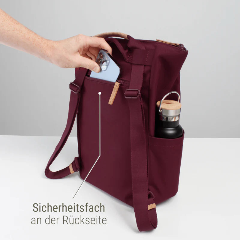 2 in 1 Rucksack/Tasche Sperling Triple *Bordeaux/Kork Hellbraun*