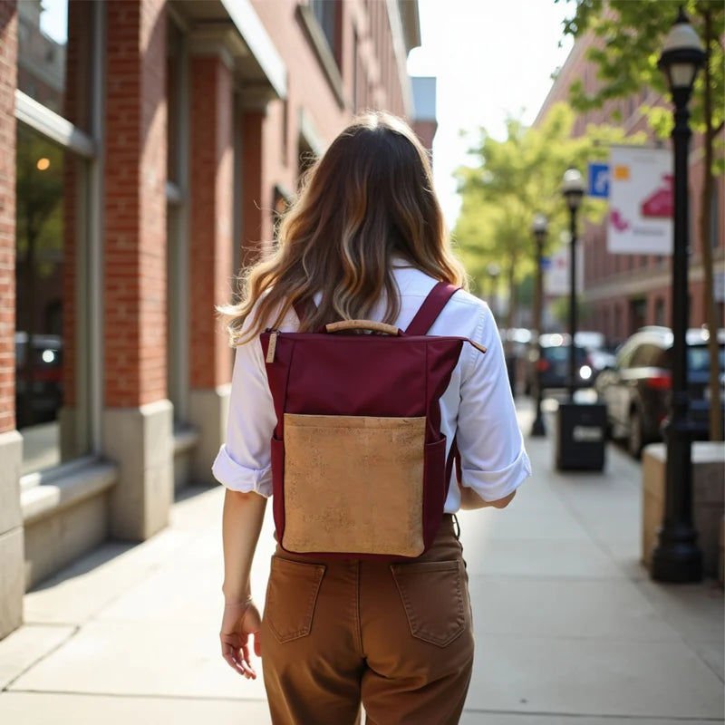 2 in 1 Rucksack/Tasche Sperling Triple *Bordeaux/Kork Hellbraun*