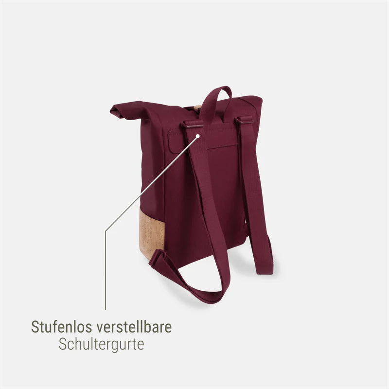 Rucksack Mini Sperling Rolltop Tiny *Bordeaux/Kork Hellbraun*