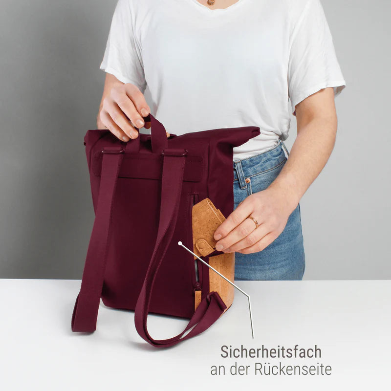 Rucksack Mini Sperling Rolltop Tiny *Bordeaux/Kork Hellbraun*