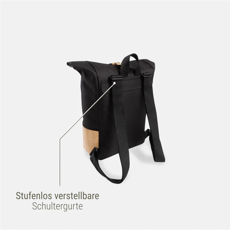 Rucksack Mini Sperling Rolltop Tiny *Schwarz/Kork Hellbraun*