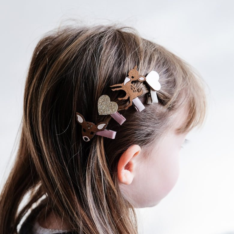 Haarclip Set -Rehkitze/Herz-