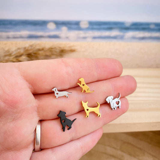 Ohrstecker Edelstahl -Hund/Herz-