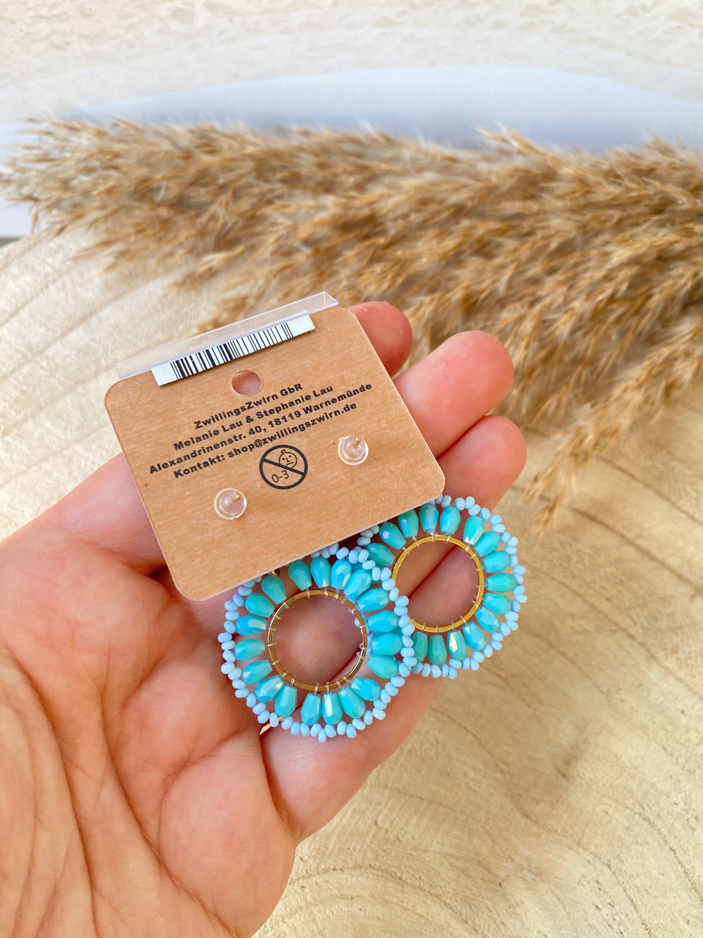 Ohrhänger Edelstahl -Perlmutt Pearls Blau Loop-