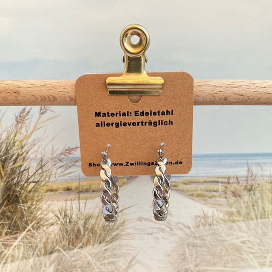 Ohrhänger Edelstahl -Creolen geflochten Silber-