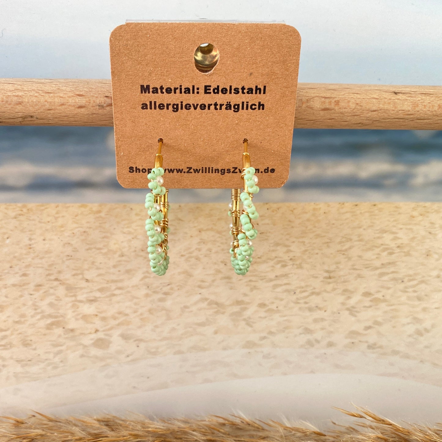 Ohrhänger Edelstahl -Mint Flower Creolen-