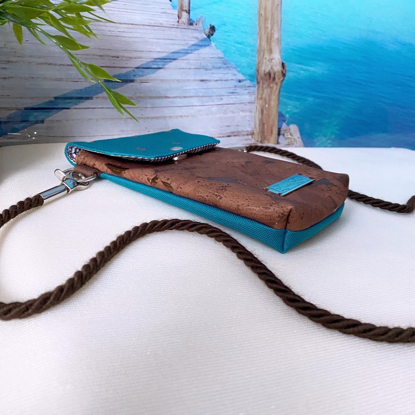 Handytasche *Anker* Kupfer/Petrol/Kork Braun Bronze
