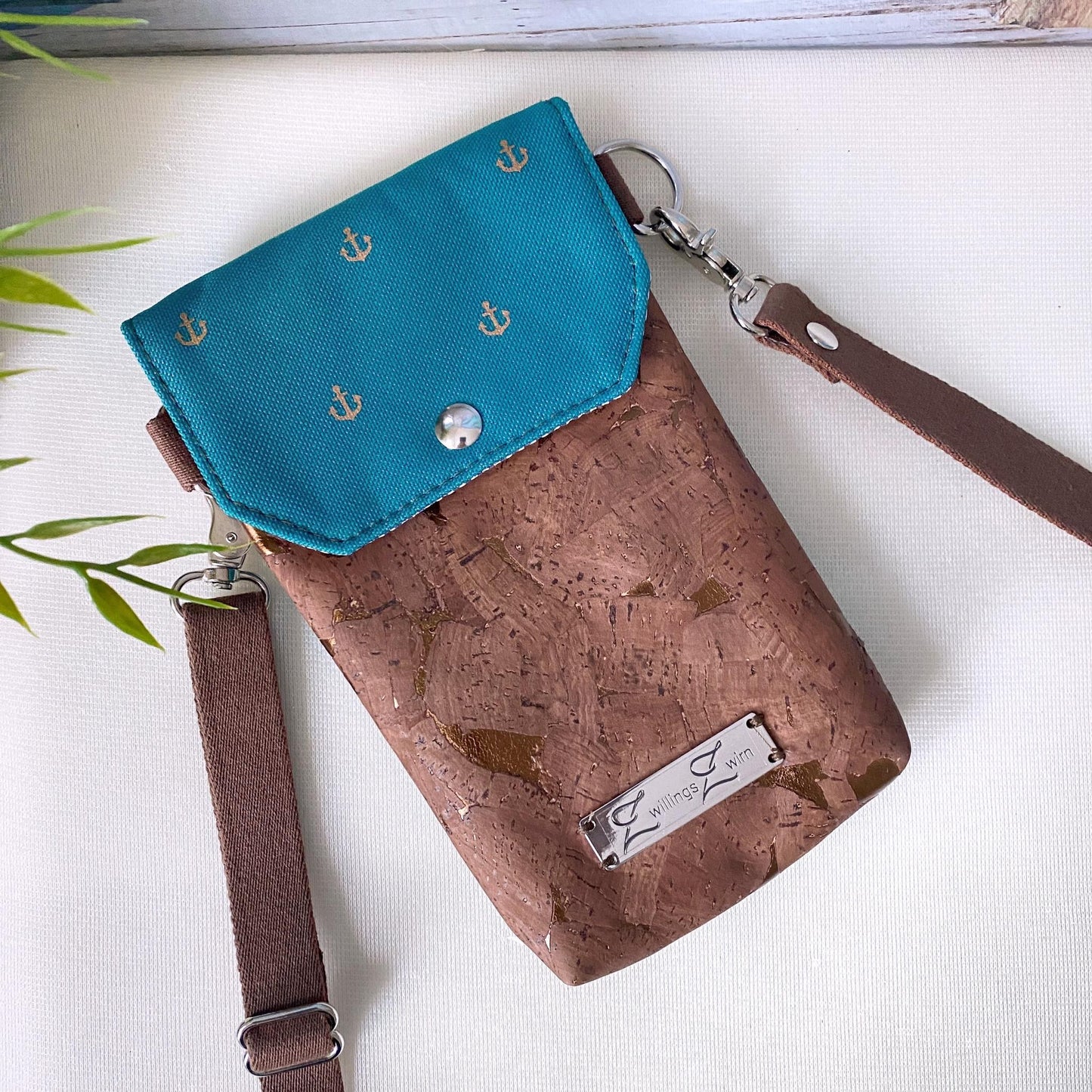 Handytasche *Anker* Kupfer/Petrol/Kork Braun Bronze